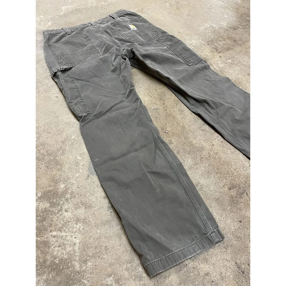 Carhartt Pants Mens 36x30 Gray Relaxed‎ Fit Canvas Carpenter Work B324-DFE